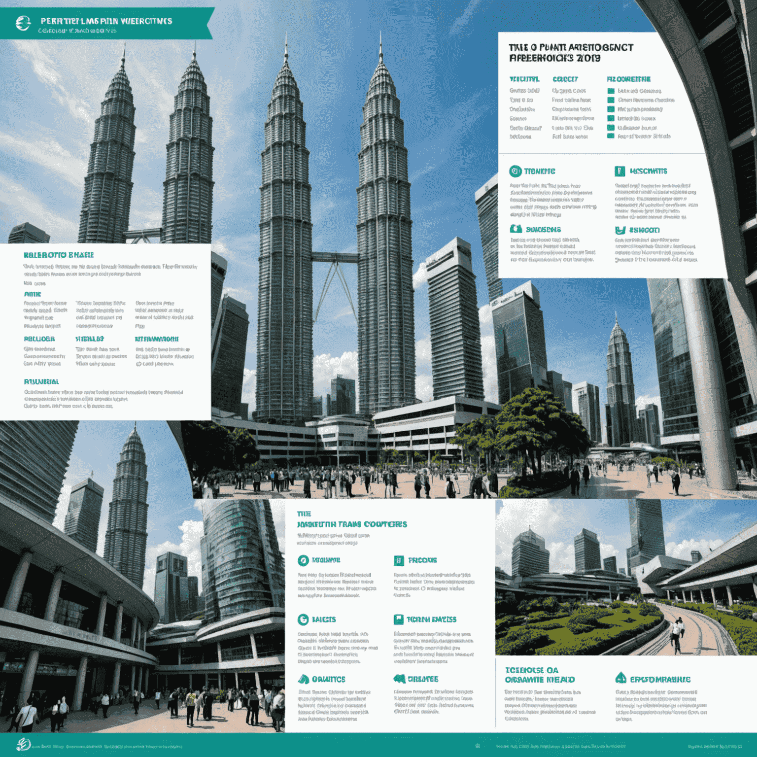 Infographic showing visitor information, ticket prices, and best viewing spots of Petronas Twin Towers