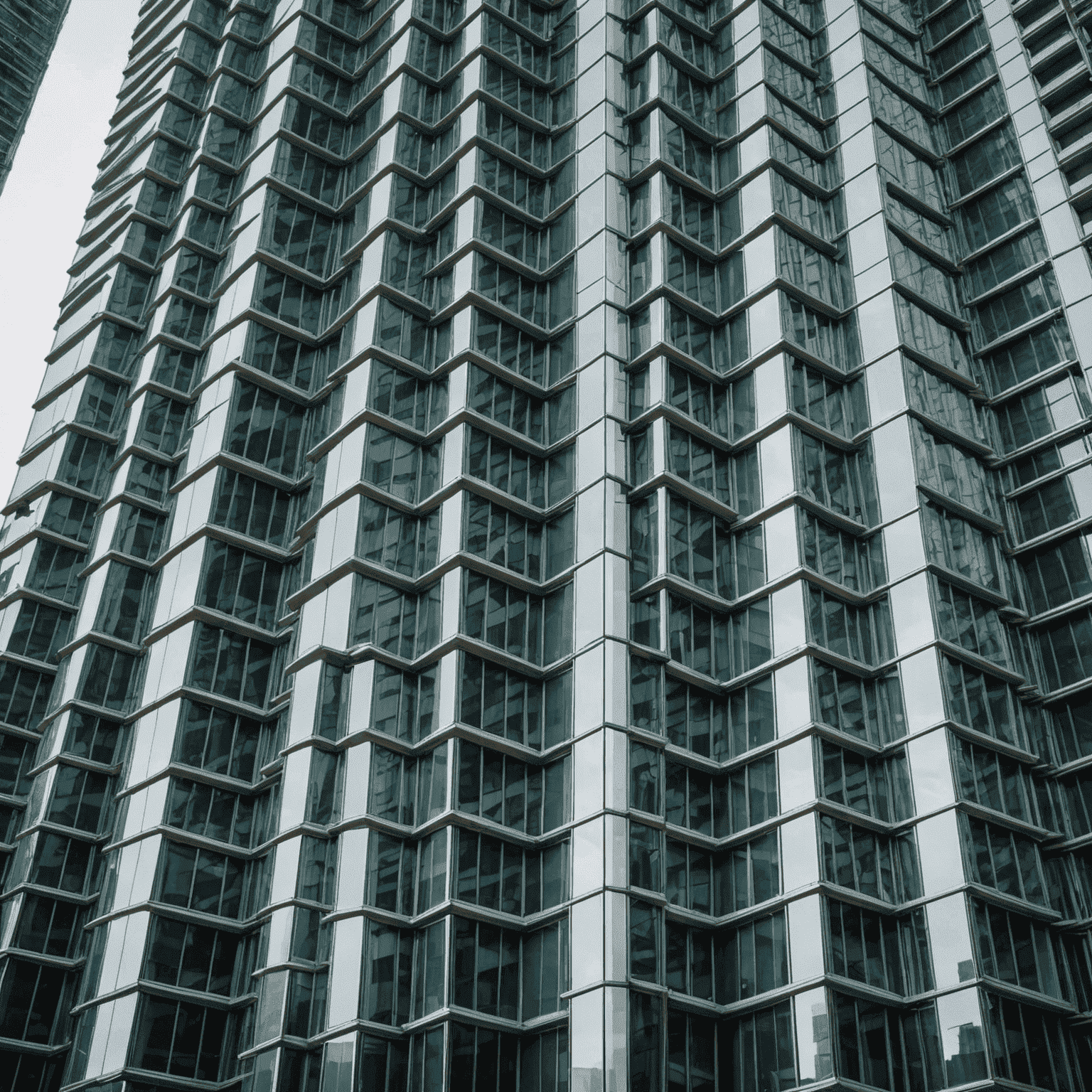 Close-up view of the Petronas Twin Towers' steel and glass facade, showcasing the Islamic-inspired geometric patterns